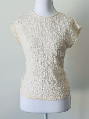 Abercrombie & Fitch Cream Lace Fitted Top 🤍